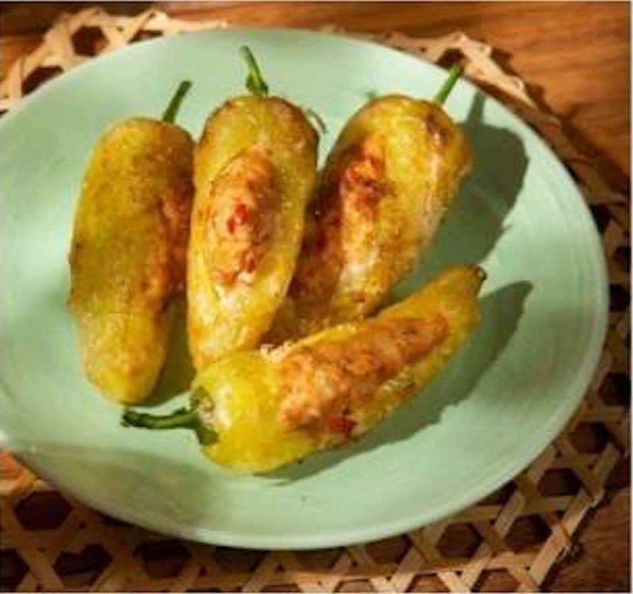 Young Green Chilis Stuffed With Herbs and Minced Pork